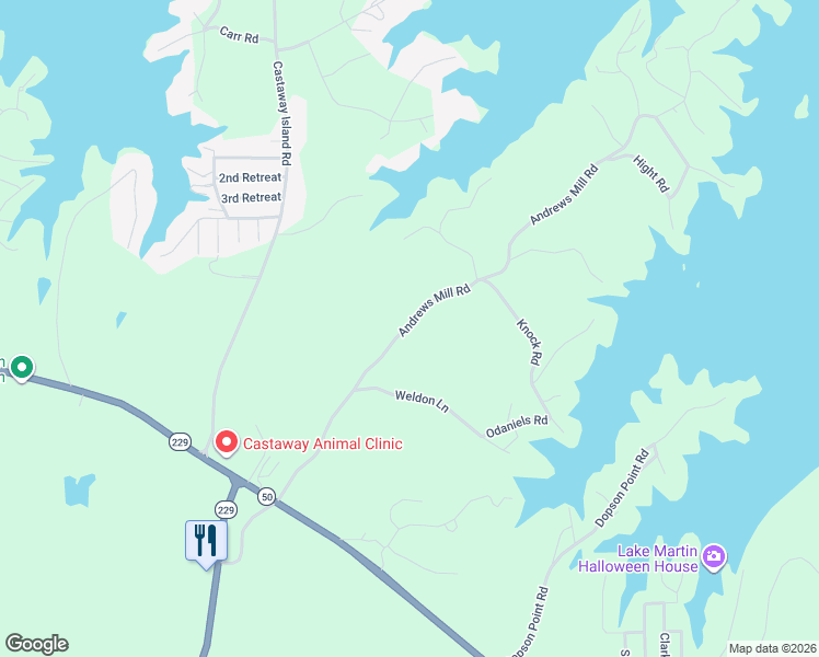 map of restaurants, bars, coffee shops, grocery stores, and more near 564-1112 Andrews Mill Road in Tallassee