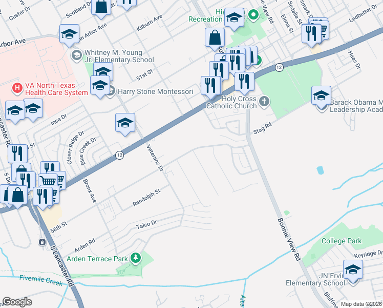 map of restaurants, bars, coffee shops, grocery stores, and more near 2718 56th Street in Dallas
