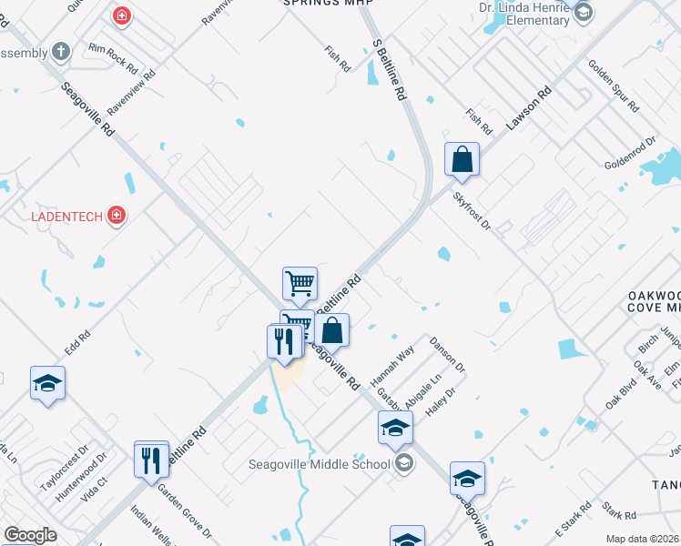 map of restaurants, bars, coffee shops, grocery stores, and more near 837 South Beltline Road in Dallas