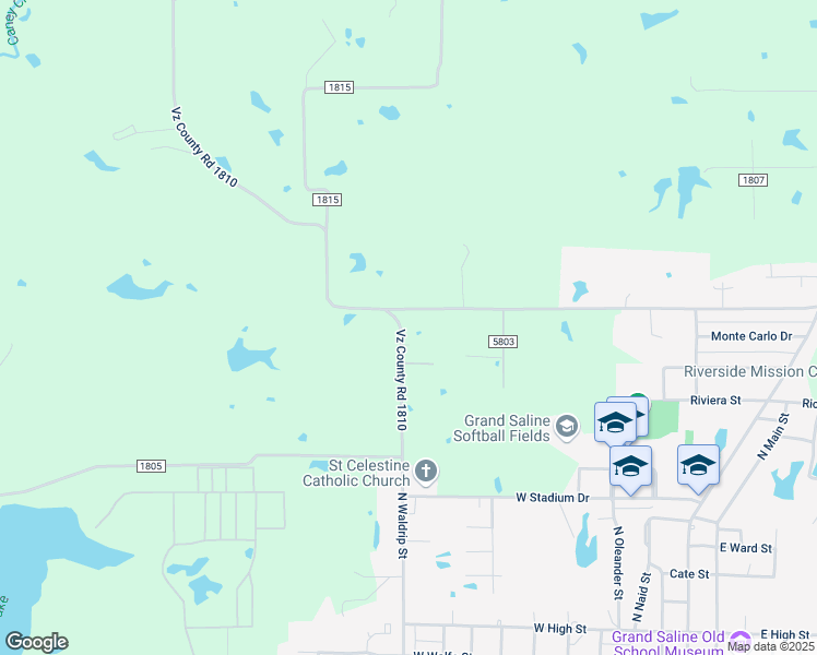 map of restaurants, bars, coffee shops, grocery stores, and more near 1042 Vz County Road 1810 in Grand Saline