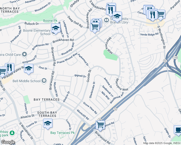 map of restaurants, bars, coffee shops, grocery stores, and more near 1508 Sherbrooke Street in San Diego