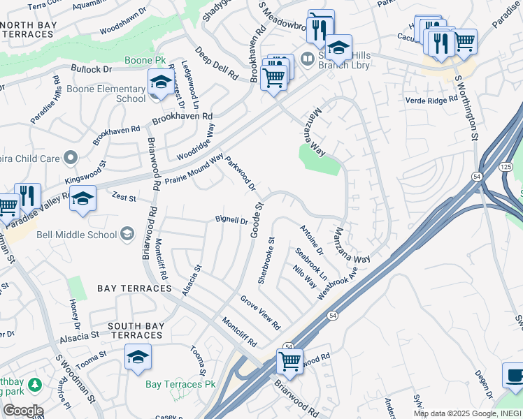 map of restaurants, bars, coffee shops, grocery stores, and more near 1508 Sherbrooke Street in San Diego