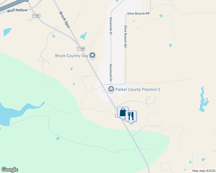 map of restaurants, bars, coffee shops, grocery stores, and more near 1107 Farm to Market Road 1189 in Millsap