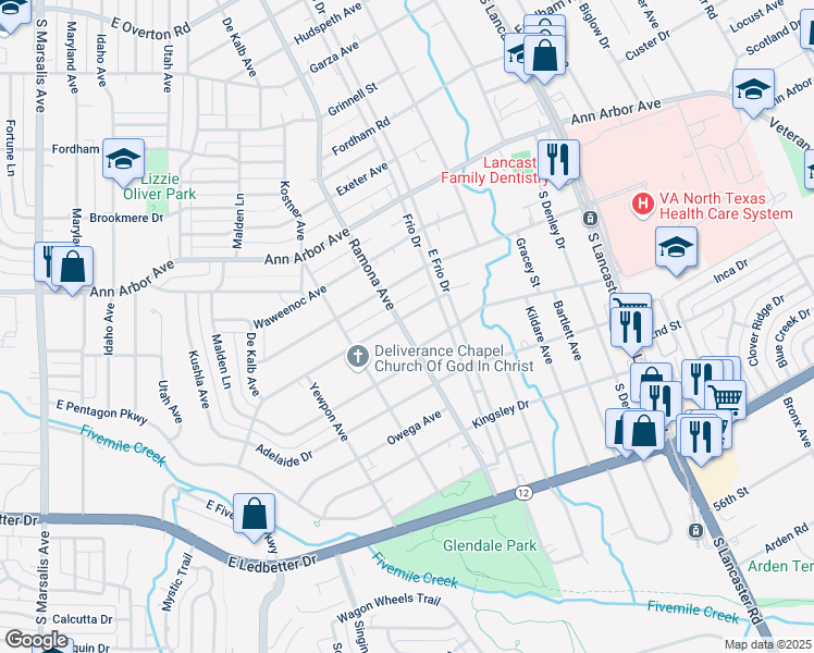 map of restaurants, bars, coffee shops, grocery stores, and more near in Dallas