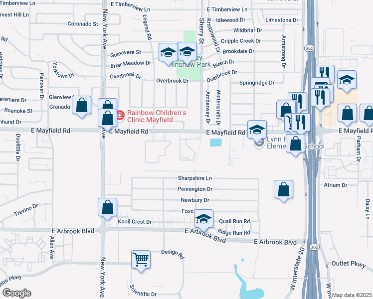 map of restaurants, bars, coffee shops, grocery stores, and more near 2104 Worth Street in Arlington