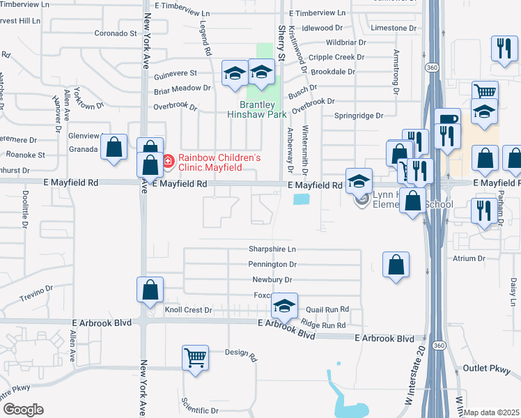 map of restaurants, bars, coffee shops, grocery stores, and more near 2104 Worth Street in Arlington