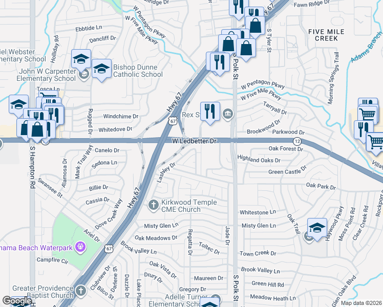 map of restaurants, bars, coffee shops, grocery stores, and more near in Dallas