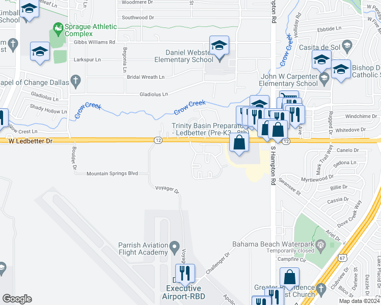 map of restaurants, bars, coffee shops, grocery stores, and more near in Dallas