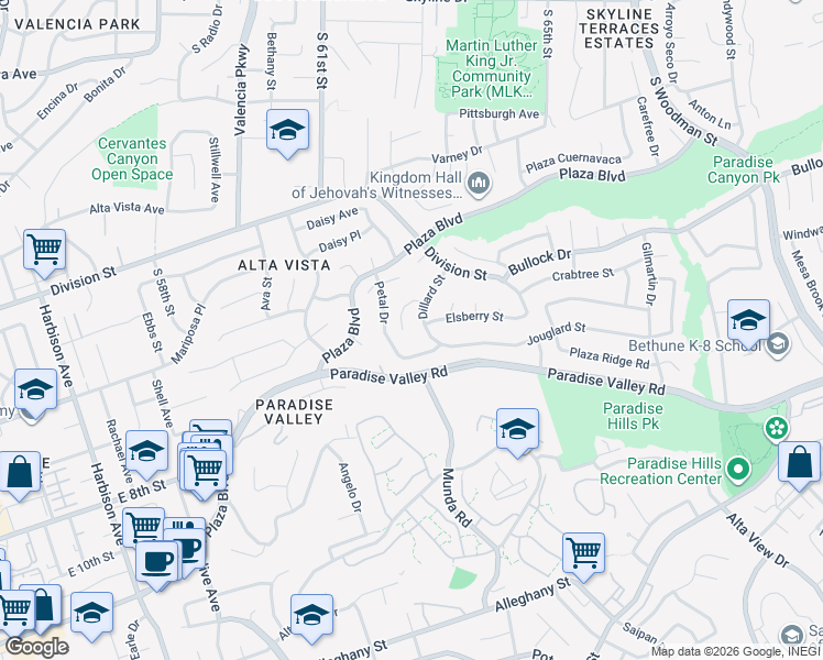 map of restaurants, bars, coffee shops, grocery stores, and more near 1626 Dillard Street in San Diego
