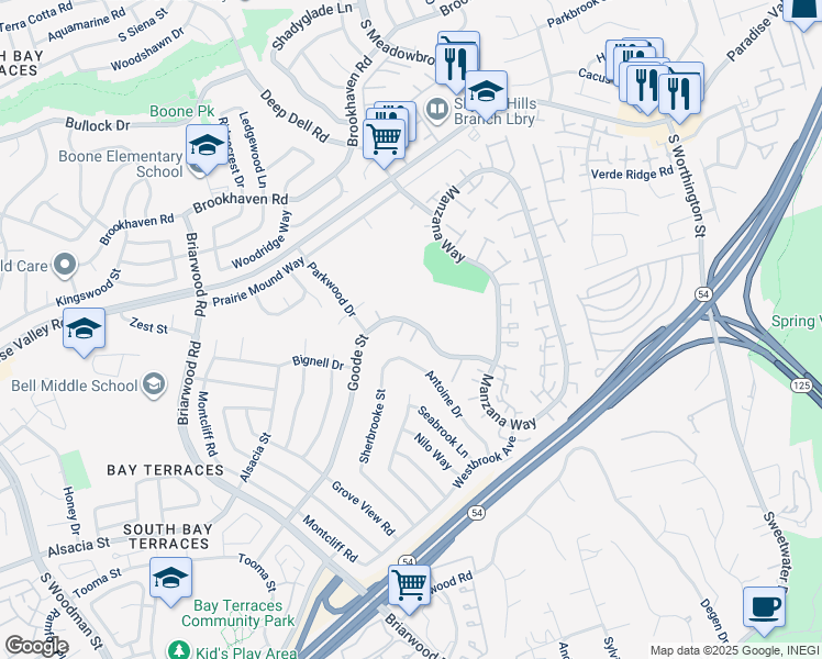 map of restaurants, bars, coffee shops, grocery stores, and more near 7705 Goode Street in San Diego