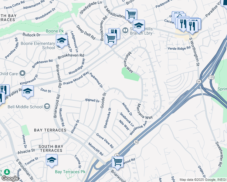 map of restaurants, bars, coffee shops, grocery stores, and more near 7675 Goode Street in San Diego