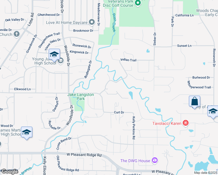 map of restaurants, bars, coffee shops, grocery stores, and more near 3440 Indian Trail in Arlington