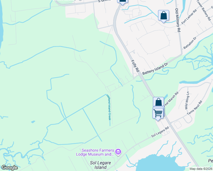 map of restaurants, bars, coffee shops, grocery stores, and more near 1872 Arsburn Road in Charleston