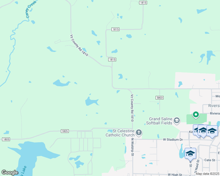 map of restaurants, bars, coffee shops, grocery stores, and more near 1463 County Road 1803 in Grand Saline