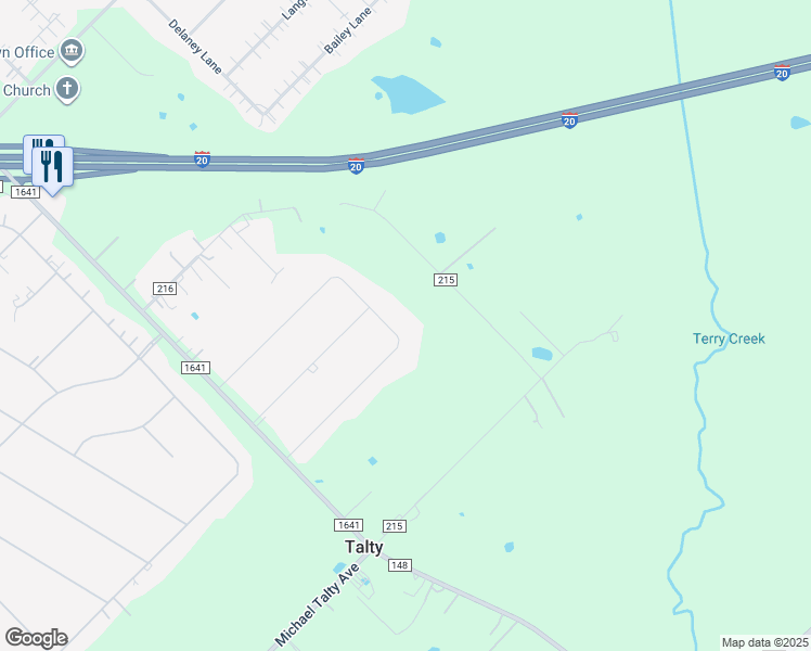 map of restaurants, bars, coffee shops, grocery stores, and more near 9224 Douglas Circle in Terrell