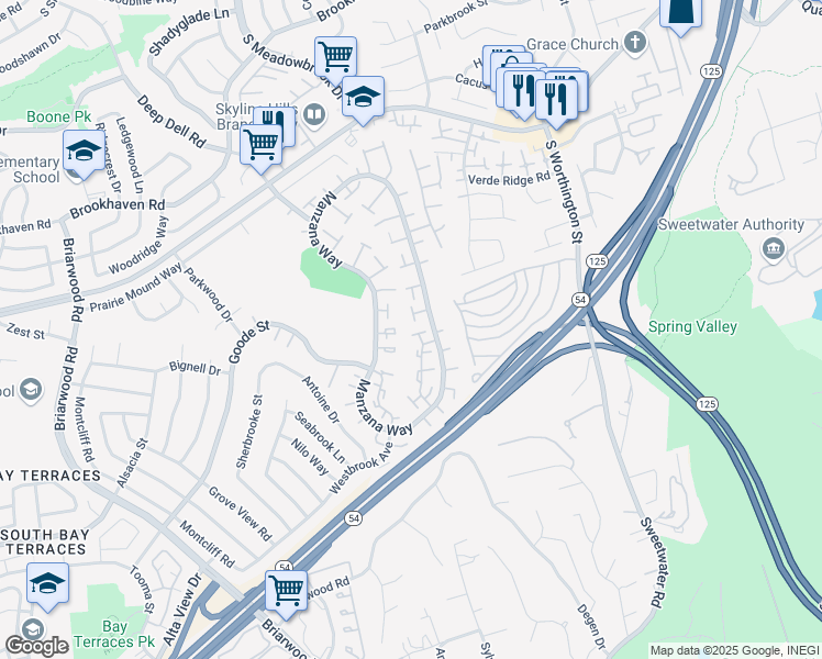 map of restaurants, bars, coffee shops, grocery stores, and more near 2027 Manzana Way in San Diego