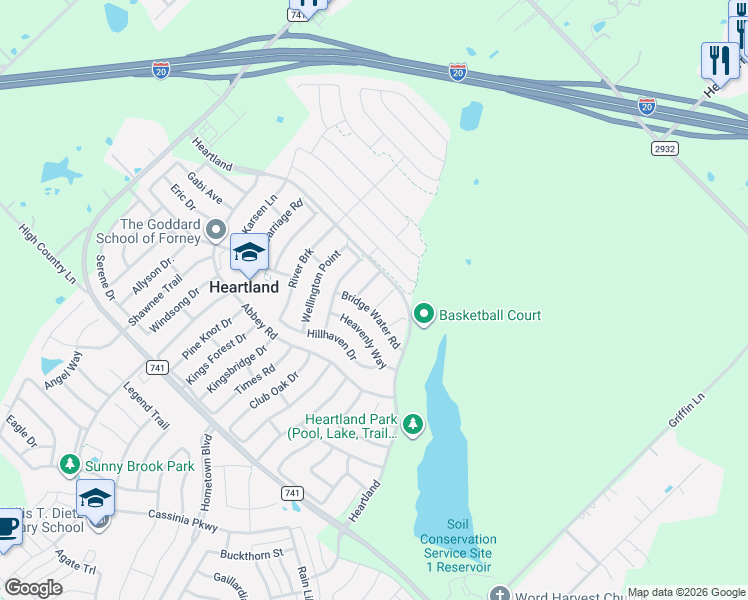 map of restaurants, bars, coffee shops, grocery stores, and more near 2007 Bayberry Court in Heartland