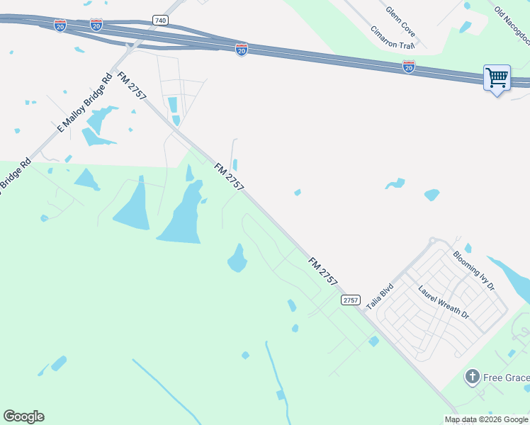 map of restaurants, bars, coffee shops, grocery stores, and more near 9760 FM 2757 in Forney