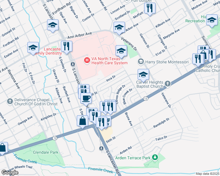 map of restaurants, bars, coffee shops, grocery stores, and more near 4907 Dupont Drive in Dallas