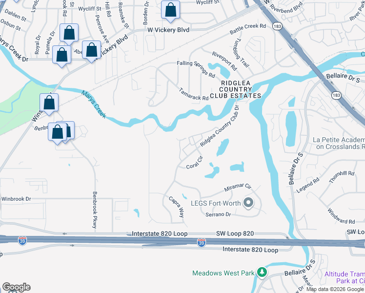 map of restaurants, bars, coffee shops, grocery stores, and more near 46 1 Main Place in Benbrook