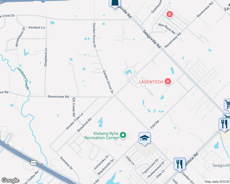 map of restaurants, bars, coffee shops, grocery stores, and more near 12439 Ravenview Road in Dallas