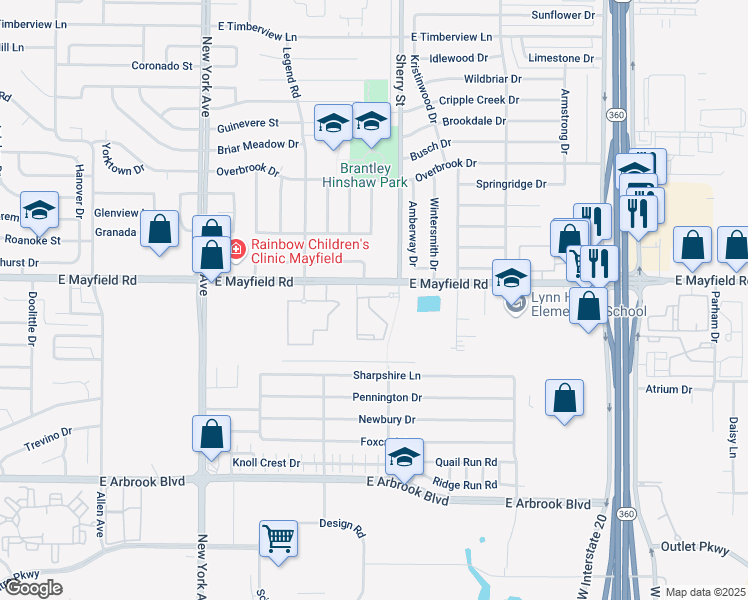 map of restaurants, bars, coffee shops, grocery stores, and more near 2104 Worth Street in Arlington