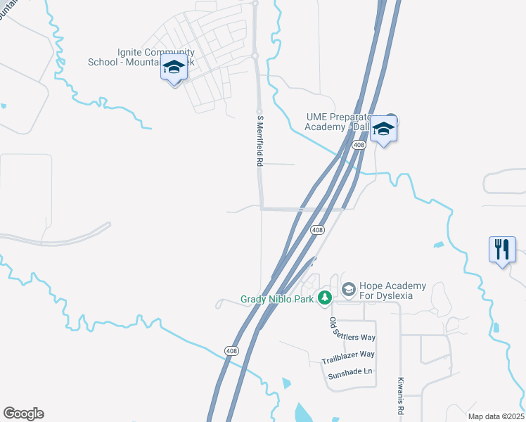 map of restaurants, bars, coffee shops, grocery stores, and more near 3939 S Merrifield Rd in Dallas