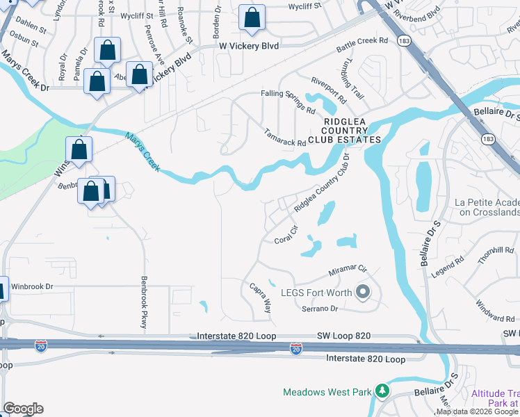 map of restaurants, bars, coffee shops, grocery stores, and more near 79 1 Main Place in Benbrook