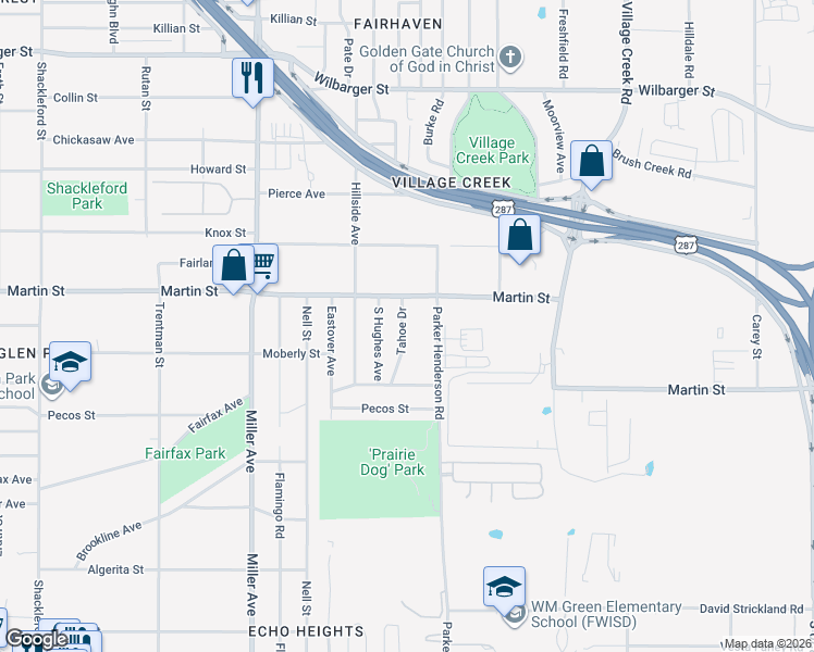 map of restaurants, bars, coffee shops, grocery stores, and more near 4821 Tahoe Drive in Fort Worth