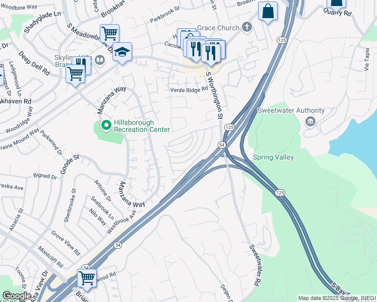 map of restaurants, bars, coffee shops, grocery stores, and more near 275 South Worthington Street in Spring Valley