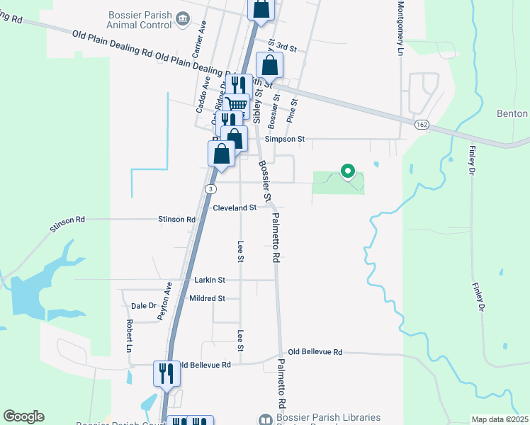 map of restaurants, bars, coffee shops, grocery stores, and more near 701 Palmetto Road in Benton