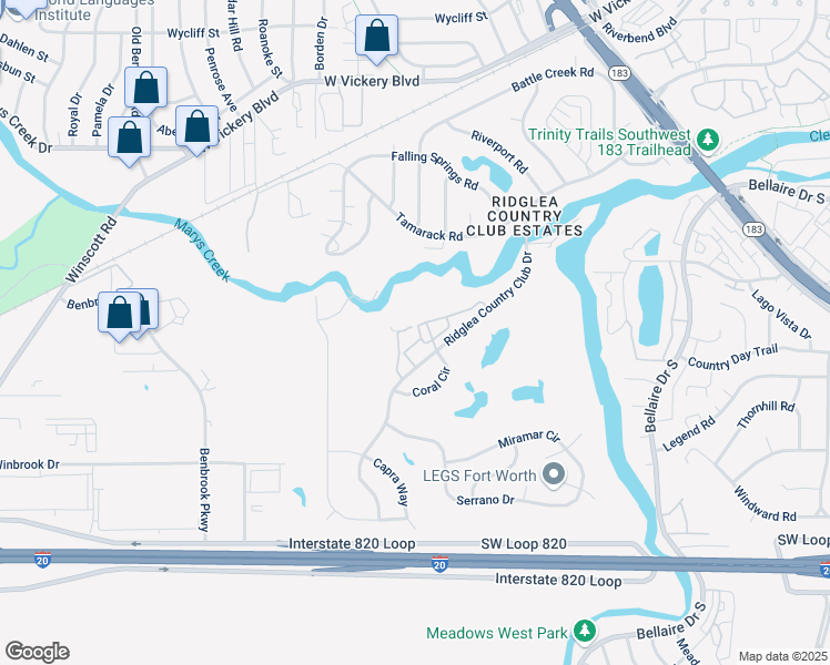 map of restaurants, bars, coffee shops, grocery stores, and more near 46 1 Main Place in Benbrook