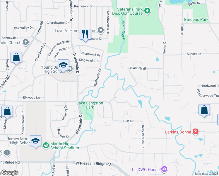 map of restaurants, bars, coffee shops, grocery stores, and more near 3911 West Mayfield Road in Arlington