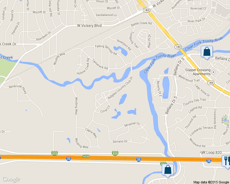 map of restaurants, bars, coffee shops, grocery stores, and more near 4013 Ridglea Country Club Drive in Fort Worth
