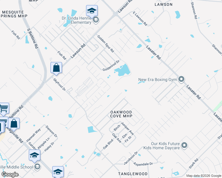 map of restaurants, bars, coffee shops, grocery stores, and more near 420 West Lawson Road in Dallas