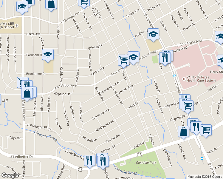 map of restaurants, bars, coffee shops, grocery stores, and more near 1439 Waweenoc Avenue in Dallas