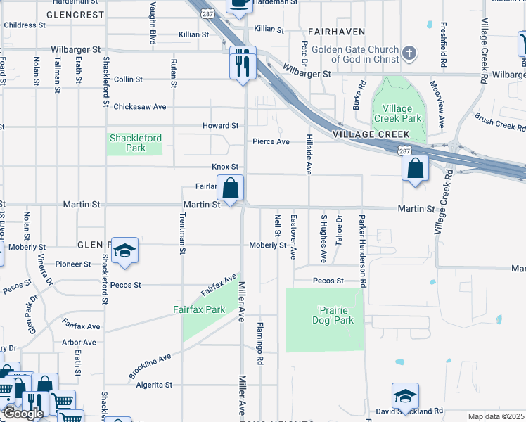 map of restaurants, bars, coffee shops, grocery stores, and more near 4719 Miller Avenue in Fort Worth