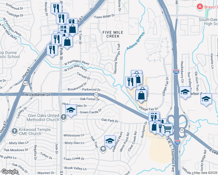 map of restaurants, bars, coffee shops, grocery stores, and more near in Dallas