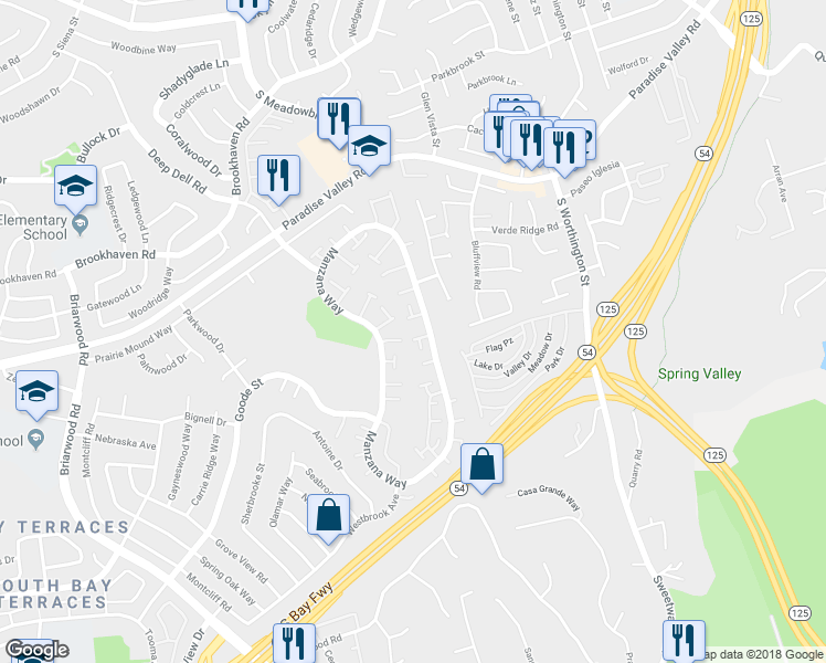 map of restaurants, bars, coffee shops, grocery stores, and more near 2163 Manzana Way in San Diego