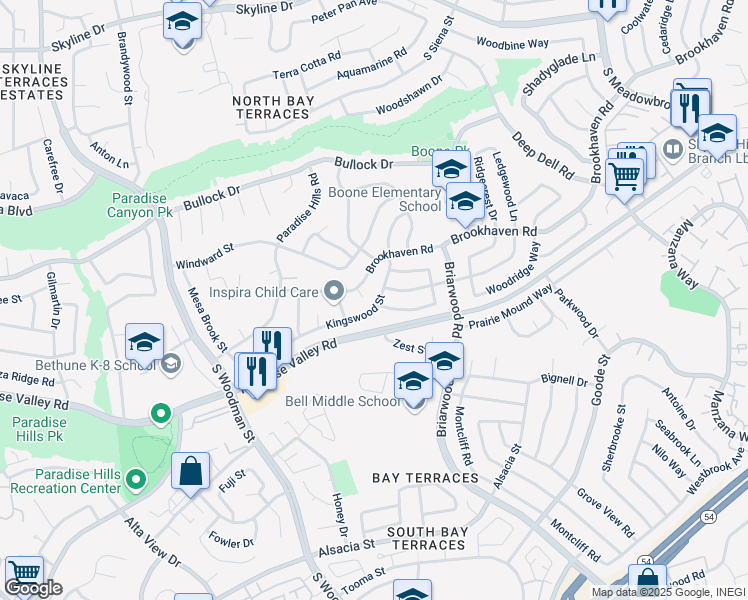 map of restaurants, bars, coffee shops, grocery stores, and more near 476 Kingswood Street in San Diego