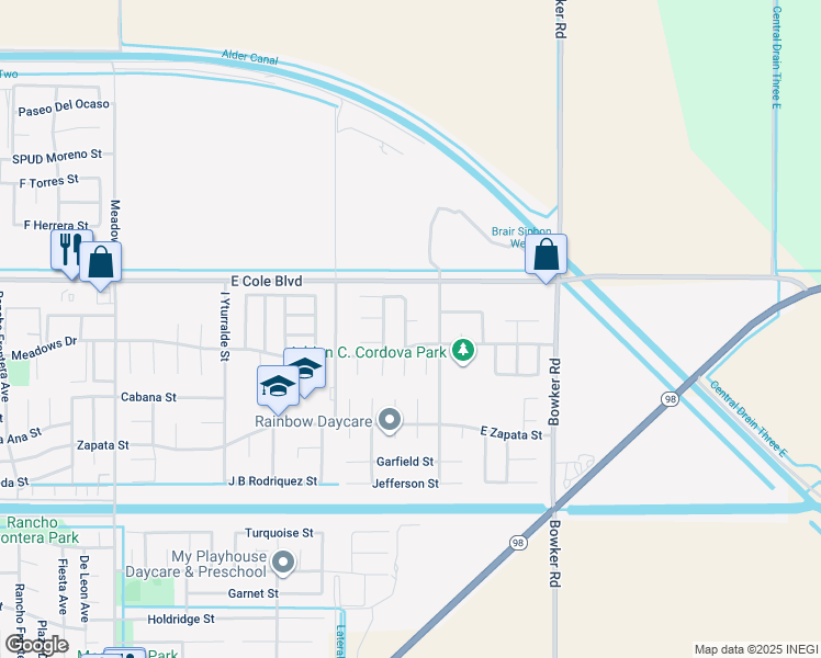 map of restaurants, bars, coffee shops, grocery stores, and more near 2317 Nixon Avenue in Calexico