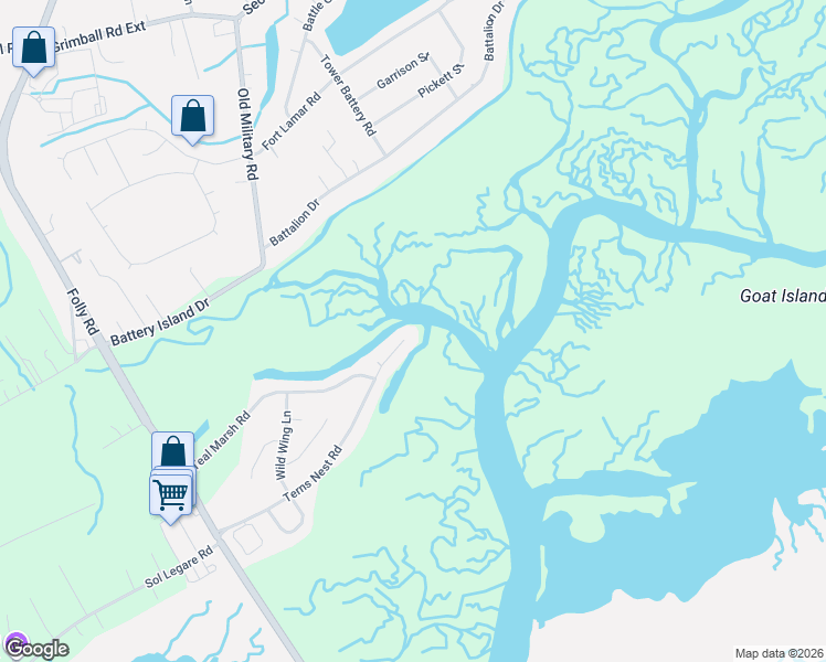 map of restaurants, bars, coffee shops, grocery stores, and more near 1545 Terns Nest Road in Charleston