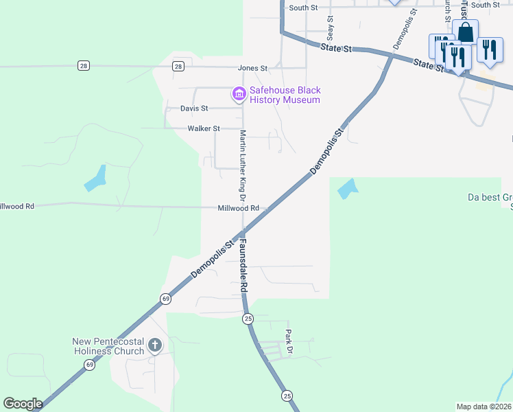 map of restaurants, bars, coffee shops, grocery stores, and more near 2304-2314 Millwood Road in Greensboro