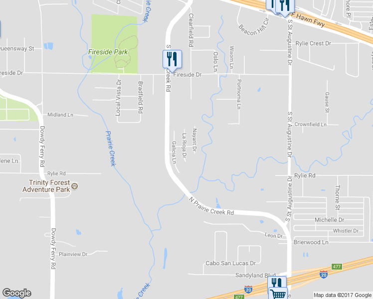 map of restaurants, bars, coffee shops, grocery stores, and more near 8904 Catalonia Dr in Dallas
