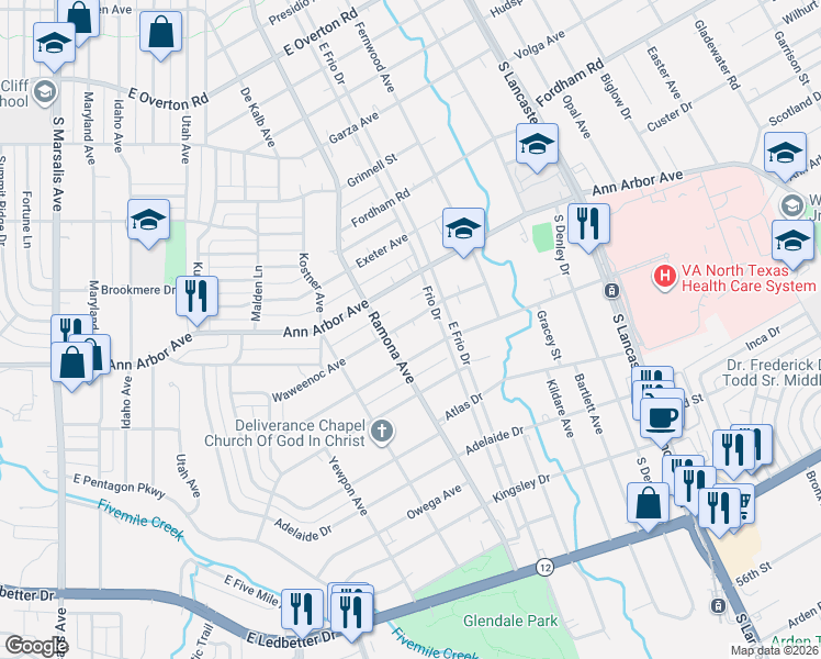 map of restaurants, bars, coffee shops, grocery stores, and more near 1522 Waweenoc Avenue in Dallas