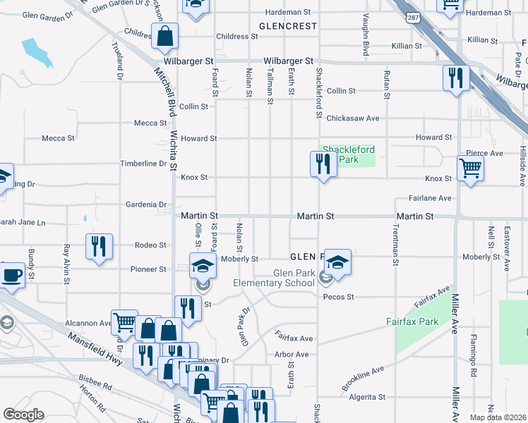 map of restaurants, bars, coffee shops, grocery stores, and more near 4744 Tallman Street in Fort Worth