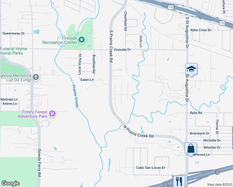 map of restaurants, bars, coffee shops, grocery stores, and more near 1207 Galicia Lane in Dallas