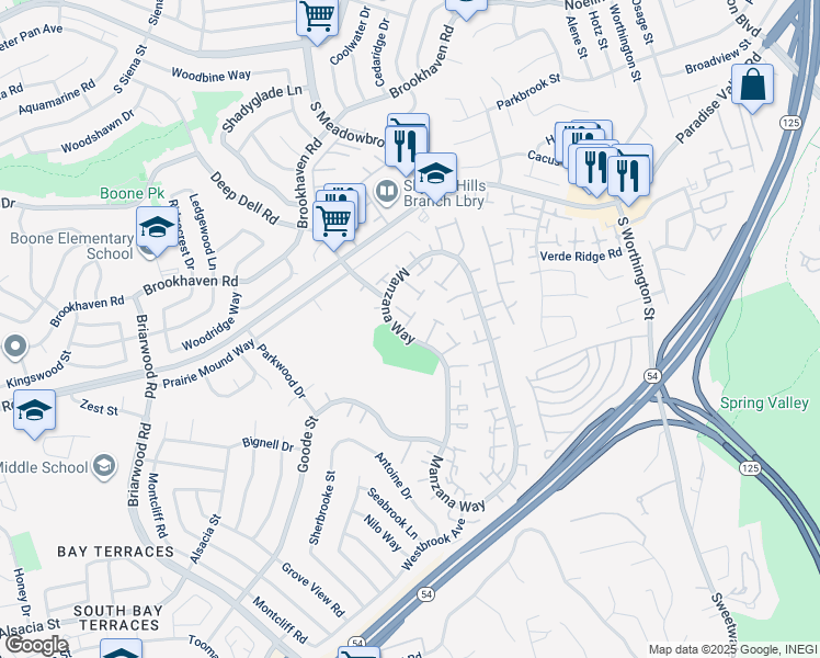 map of restaurants, bars, coffee shops, grocery stores, and more near 1153 Manzana Way in San Diego