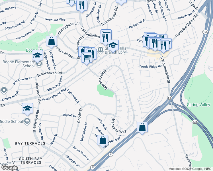 map of restaurants, bars, coffee shops, grocery stores, and more near 1153 Manzana Way in San Diego