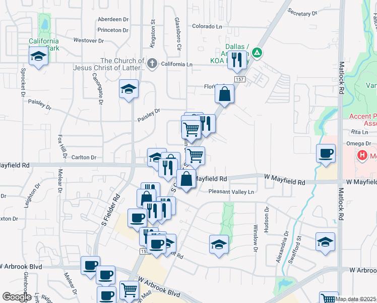map of restaurants, bars, coffee shops, grocery stores, and more near in Arlington